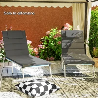 Outsunny Conjunto de 2 Almofadas para Espreguiçadeira Dobráveis 203x66x3 cm com Apoio para a Cabeça e Correias de Sujeição Cinza(m-8)