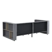 3FT Upholstered Single Bed with 2 Drawers, Side Compartments, Easy Assembly, Daybed Sofa Bed with Storage, 223.5L x 101W x 74.5H cm, Grey(m-16)