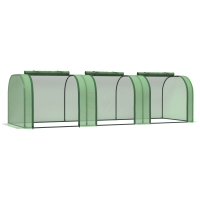 Outsunny Mini Invernadero de Jardín 295x100x80 cm para Cultivo de Plantas Tipo Túnel Marco Acero y Plástico Verde