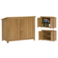 Outsunny Gartenschrank, Holzkommode mit 2 Regalen für Garten, Terrasse, Wetterfest, 110 x 50 x 85 cm, Braun(m-10)