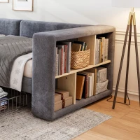3FT Upholstered Single Bed with 2 Drawers, Side Compartments, Easy Assembly, Daybed Sofa Bed with Storage, 223.5L x 101W x 74.5H cm, Grey(m-10)