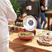 HOMCOM 1200W Pizza Oven, 12 Inch Electric Pizza Maker with Viewing Window, Dual Knob Temp & Timer Control, Overheat Protection, Red(m-9)