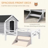 PawHut Small/Medium Dog House with Porch, Grey(m-5)