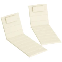 Outsunny Conjunto de 2 Almofadas para Espreguiçadeira Dobráveis 203x66x3 cm com Apoio para a Cabeça e Correias de Sujeição Creme(m-10)