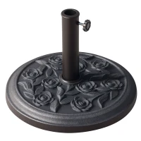 Outsunny Pied de parasol rond 9 kg support parasol résine motif roses pour terrasse piscine Ø 45,5 x 31 cm bronze(m-9)