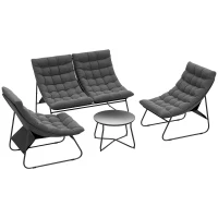 Outsunny Four-Piece Curved Seat Garden Sofa Set - Grey/Black(m-10)