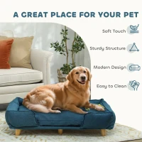 PawHut Canapea pentru Câini până la 30 kg cu Pernă Detașabilă, 96x66x24 cm, Albastru(m-7)