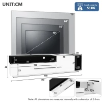 TV Unit with Storage, Waterproof and Scratch- resistant Surface, Up 70in TV Size - White+Black(m-3)