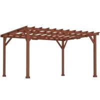 Outsunny Tonnelle de jardin stable pour plantes grimpantes, pergola en bois, 3,3 x 3,8 m, treillis pour vignes et fleurs(m-10)