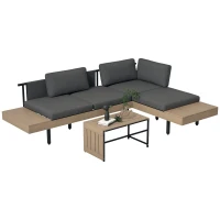Outsunny Three-Piece 'L' Garden Sofa Set - Grey(m-10)