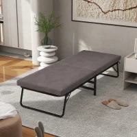 HOMCOM Cama Plegatín Plegable 70x180 cm con Colchón de Espuma Respaldo Ajustable en 5 Posiciones y Ruedas Carga 120 kg Marrón(m-2)