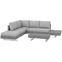 Outsunny Three-Piece Rattan Sofa Set, with Cushions - Light Grey(m-10)