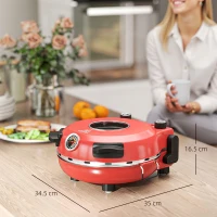 HOMCOM 1200W Pizza Oven, 12 Inch Electric Pizza Maker with Viewing Window, Dual Knob Temp & Timer Control, Overheat Protection, Red(m-3)