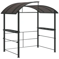 Outsunny 2.4 x 1.5m Outdoor Grill Gazebo with Side Shelves, PC Board Roof, Dark Grey(m-10)