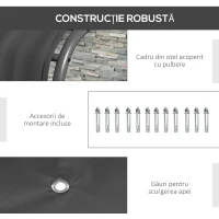 Outsunny Pergola Inclinata de 3 x 4m cu Copertina Retractabila si Manivela Manuala, Foisor de Gradina Montat pe Perete(m-6)