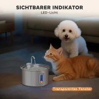 PawHut Katzenbrunnen 2,5L Trinkbrunnen für Katzen mit leiser Pumpe LED Aktivkohlefilter 19,4 x 19,4 x 18,7 cm(m-9)