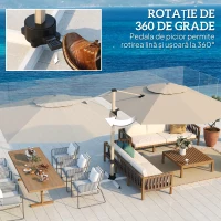 Outsunny Umbrelă de Grădină Suspendată Înclinabilă cu Bază în Cruce UPF50+, Kaki(m-8)