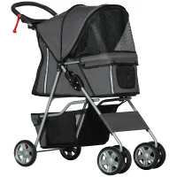PawHut Foldable Pet Stroller for Small and Miniature Dog, Dark Grey(m-1)