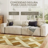 HOMCOM Alfombra Lavable en Lavadora Pelo Corto 170x120 cm Estilo Moderno Tapete para Sala de Estar Dormitorio Comedor Crema(m-4)