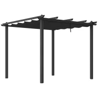 Outsunny Pergola Gazebo 3x3 m con 8 Fori di Drenaggio, in Alluminio, Metallo e Poliestere, Grigio Scuro(m-1)