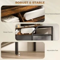 HOMCOM TV Stand Cabinet, TV Unit for 55-inch TVs with 2 Foldable Fabric Drawers, 5 Divided Side Pockets, Open Shelves, Console Table for Living Room, Bedroom, Entertainment Room, Rustic Brown(m-6)