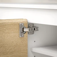 HOMCOM Set de 2 Piese pentru Televizor cu Dulap de Perete, Unitate de Divertisment Independenta pentru Televizoare de 70 de inci, cu Rafturi Reglabile si Gauri pentru Cabluri, Natur(m-9)