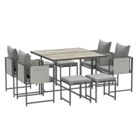 Outsunny Nine-Piece Steel Frame Garden Dining Set - Grey(m-1)