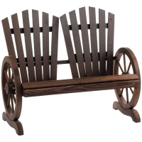 Outsunny Panchina da Giardino in Legno Stile Country con Braccioli a Ruota, 108x66x95cm, Colore Legno(m-1)