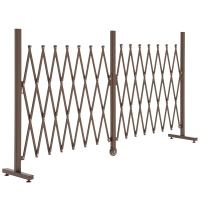 Outsunny Barrière Extensible rétractable barrière de sécurité avec Roulette 405L x 31l x 104H cm alu métal Chocolat