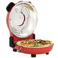 HOMCOM 1200W Pizza Oven, 12 Inch Electric Pizza Maker with Viewing Window, Dual Knob Temp & Timer Control, Overheat Protection, Red(m-10)