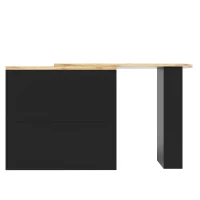 360° Swivelling Bar Table with 2 Drawers, Multi-Tiered Side Shelves, Storage Cabinet for Study, Living Room, 193L x 39W x 104H cm, Black(m-11)