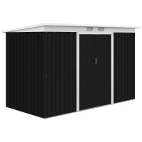 Outsunny Abrigo de Jardim 280x130x172cm Abrigo de Exterior de Aço Galvanizado com Porta Corredeira e Ventilações Cinza Escuro(m-10)