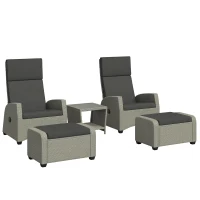 Outsunny 5-Piece Rattan Garden Furniture Set with Cushions - Charcoal Grey(m-10)