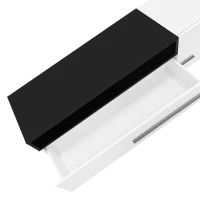 TV Unit with Storage, Waterproof and Scratch- resistant Surface, Up 70in TV Size - White+Black(m-11)