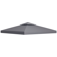Outsunny Gazebo Top Cover Double Tier Deep Grey 3m