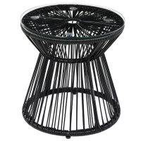 Outsunny Gartentisch im Boho-Stil, wetterbeständig, PE-Rattan, 40 cm x 40 cm x 42 cm, Schwarz