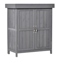 Outsunny Small Shed, Wooden Garden Shed with Openable Hinged Roof and Removable Shelf, Outdoor Tool Storage Cabinet Chest with Double Doors, 74 x 43 x 88 cm, Grey(m-1)
