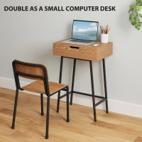 HOMCOM Vanity Desk with Flip-Up Mirror, Industrial Dressing Table with 16 Small Compartments for Bedroom, Natural Wood Effect(m-6)