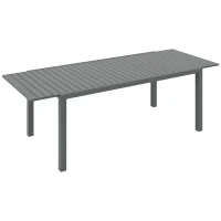 Outsunny Table de jardin extensible en aluminium rectangulaire 6 - 8 personnes, dim. 180/240L x 94l x 73H cm, gris(m-10)