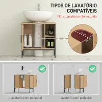 HOMCOM Móvel para Lavatório Pousar Móvel de Casa de Banho com Porta e Prateleira Ajustável para Lavatório com Pedestal 60x30x59,5 cm Madeira e Preto(m-4)