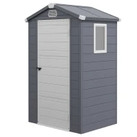 Outsunny 4.4ft x 3.3ft size Aluminium Frame and Plastic Wall Shed, with Foundation - Grey(m-1)