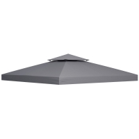 Outsunny Gazebo Top Cover Double Tier Deep Grey 3m