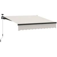 Outsunny Toldo Manual Retrátil 295x250 cm com Luzes LED Solares Toldo para Varanda com Manivela de Alumínio e Proteção UV50+ Creme(m-10)