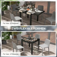 Outsunny Gartentisch ausziehbar Outdoortisch Erweiterbarer Buffettisch, wetterbeständig, 160 cm × 80 cm × 75 cm, Schwarz(m-4)