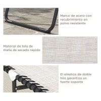 Outsunny Tumbona Plegable y Ajustable de 4 Posiciones Silla Reclinable de Jardín con Sistema de Cordones para Exterior Marco Acero 189x58x30 cm Crema(m-5)