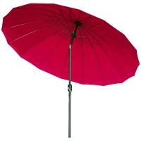 Outsunny Chapéu de Sol de Jardim Ø2,5x2,4 m com Manivela Manual Mastro Flexível Impermeável e 18 Varas para Exterior Vinho(m-10)