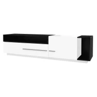 TV Unit with Storage, Waterproof and Scratch- resistant Surface, Up 70in TV Size - White+Black(m-14)