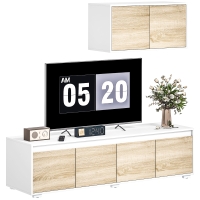 HOMCOM Set 2 Pezzi in Truciolato, Mobile TV max 70" 160x39x43 cm e Mobile Multiuso a Parete 80x35x40 cm