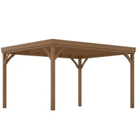 Outsunny Pergola 4 x 3 m en bois traditionnelle autoportante avec 4 pieds Toit terrasse à décorer - marron(m-1)