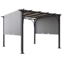 Outsunny 3 x 3(m) Outdoor Pergola, Garden Pergola Gazebo with Adjustable Canopy, Grey(m-10)